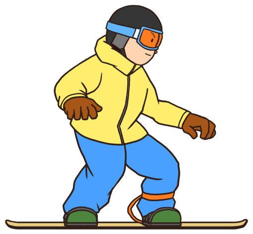 スノーボード基本姿勢、低い姿勢のイラスト
