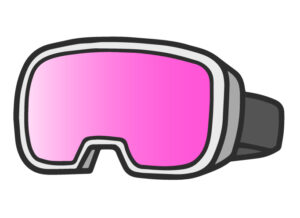 スノーボードのゴーグルイラスト、ピンク